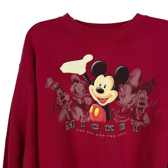 Disney Vintage 90s Character Graphic Red Crew Neck Sweatshirt L - Picture 2 of 4